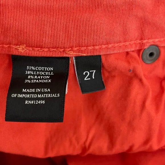 Parker Smith Pedal Pusher Crop Jeans Size 27 Side Slits Stretch Coral - Picture 8 of 9